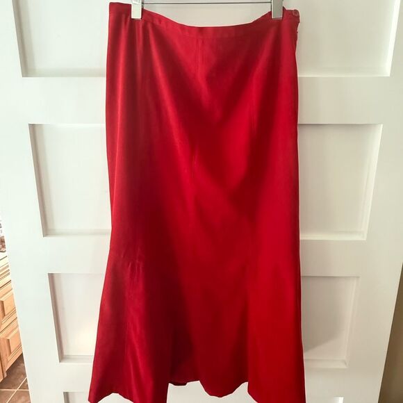 Vintage JM Collection Vibrant Red Maxi Skirt fits 14 - Picture 2 of 6